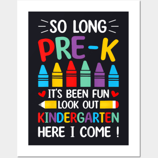 Kids So Long Pre K Graduation Kindergarten Here I Come 2024 Posters and Art